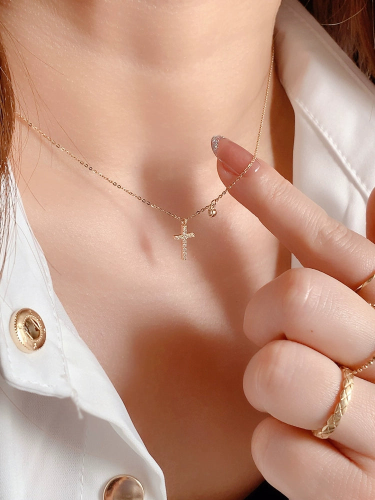 Cross & Bezel Charm Necklace