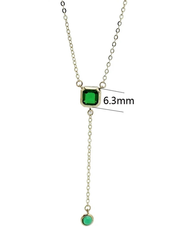 Green Moissanite Lariat Necklace