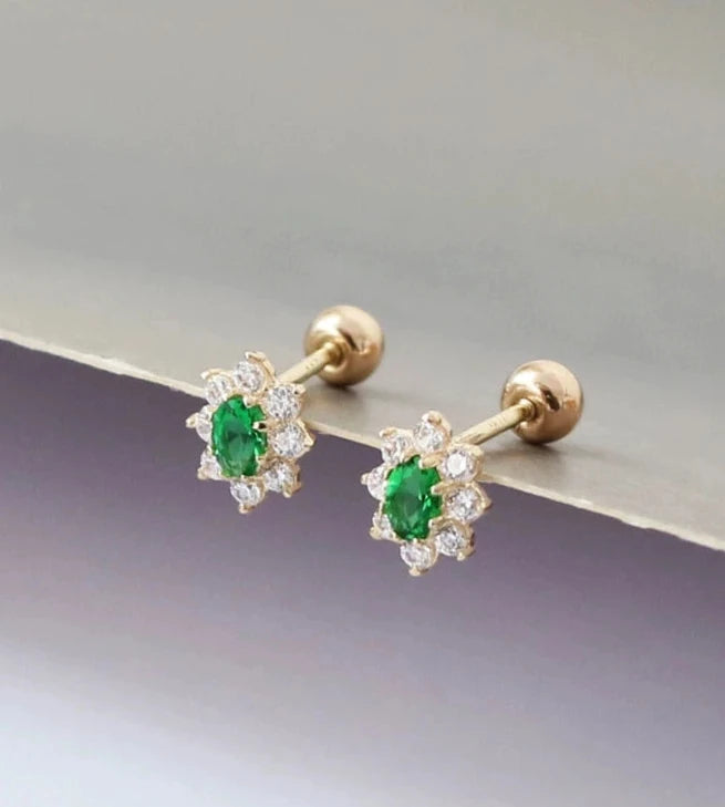 Green Cluster Stud Earrings