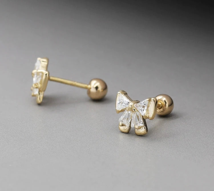 Moissanite Hairbow Stud Earrings