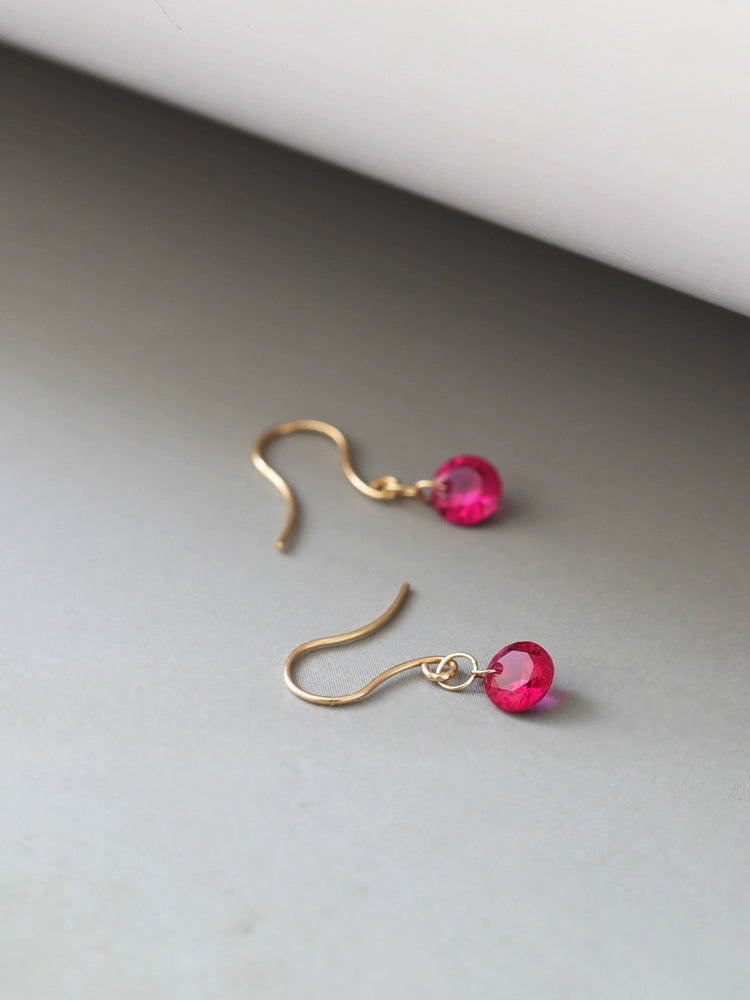 Round Gem Ear Hook Earrings