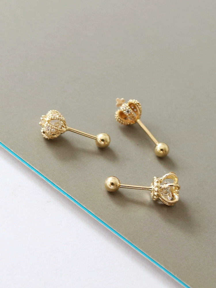 Three Crowns Trio Set Stud Earrings