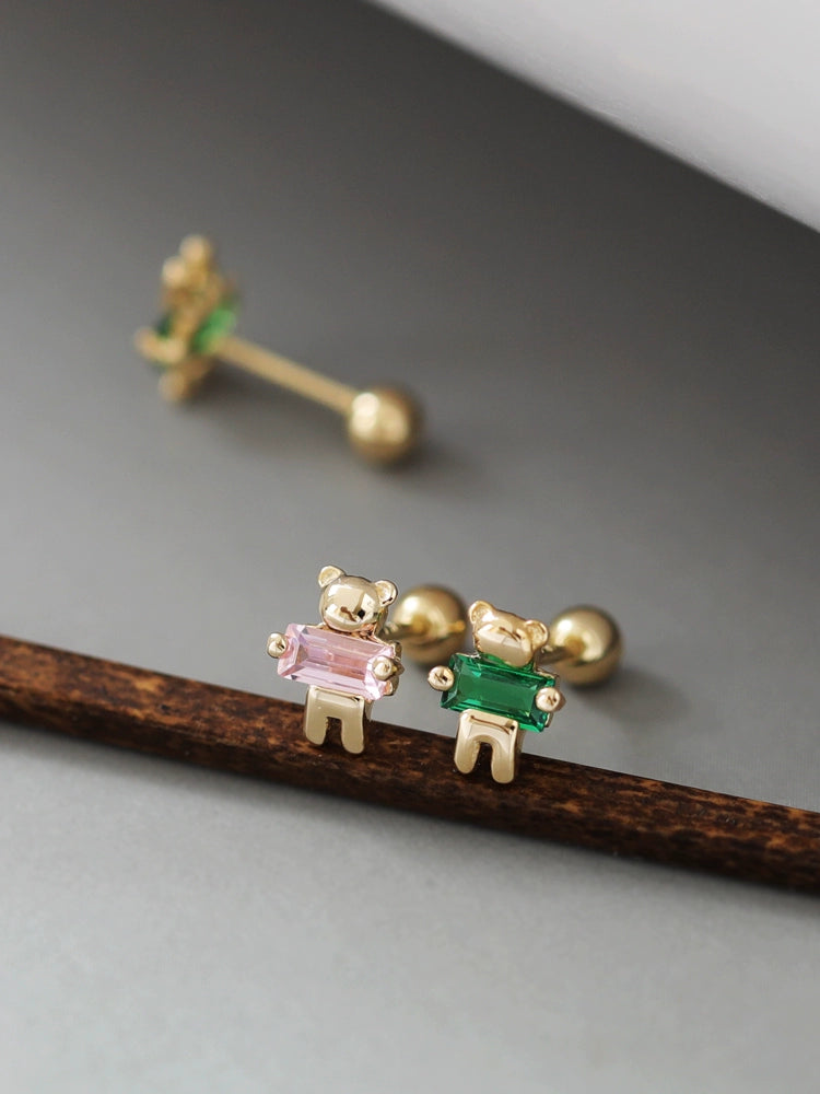 Present Bear Stud Earrings