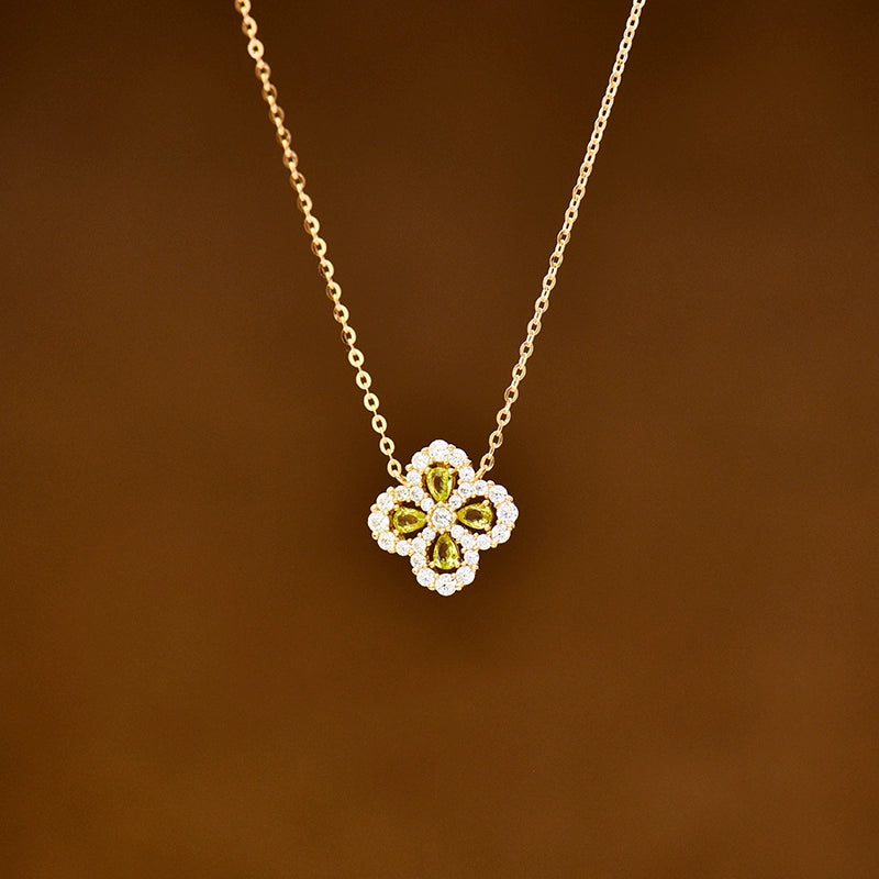 Studded Jewel Flower Necklace