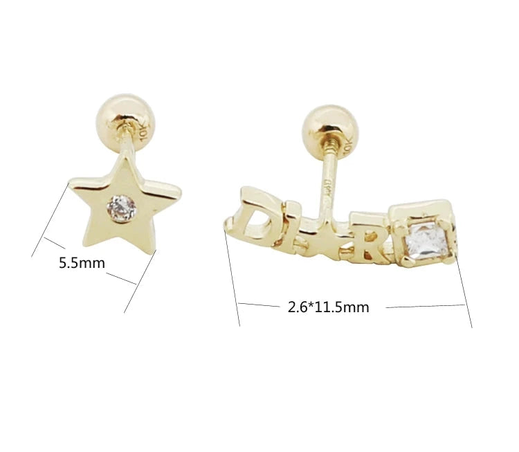 Asymmetric D Star Logo Stud Earrings