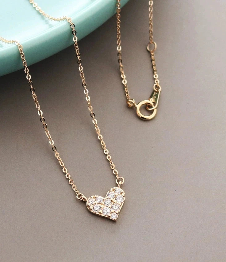 Studded Bing Love Heart Necklace