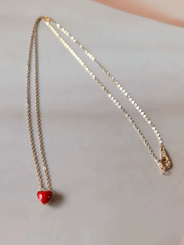 Red Apple Heart Necklace