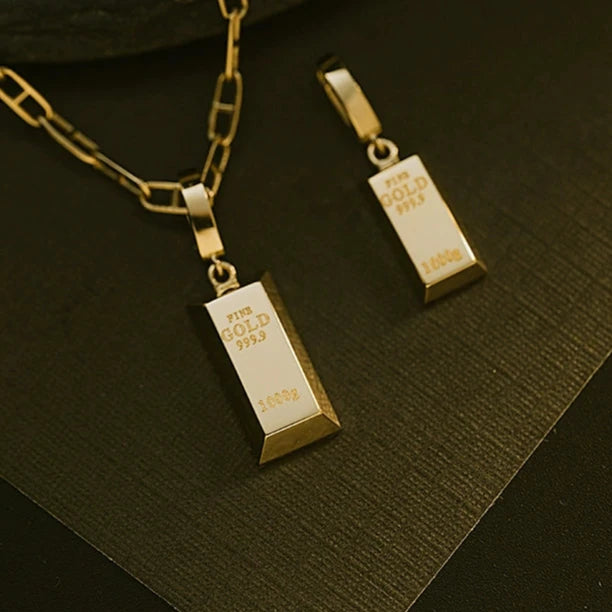 Detachable Thick Bail Gold Bar Charm Pendant