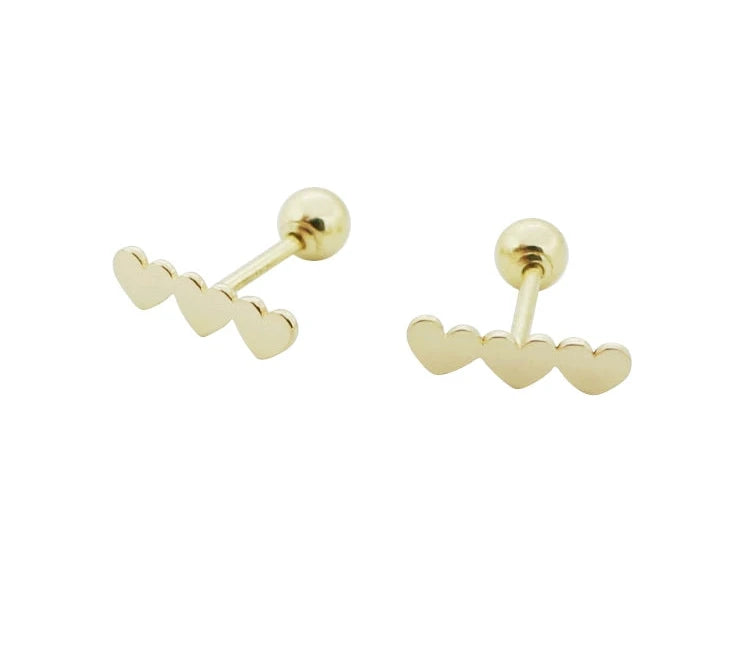 Heart Row Stud Earrings