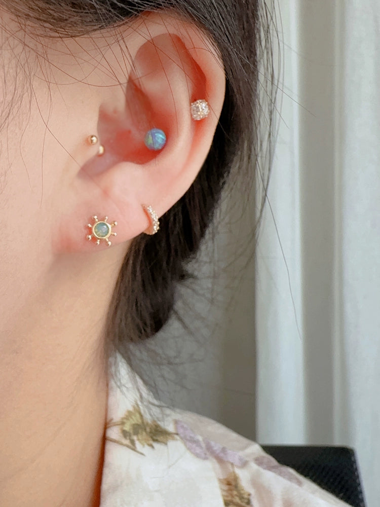 Asymmetric Turquoise Sun Wheel Stud Earrings