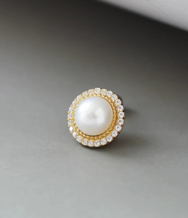 Rosetta Pearl Dish Stud Earrings