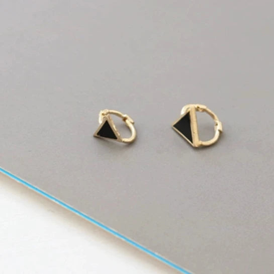 Black Triangle Huggie Hoops