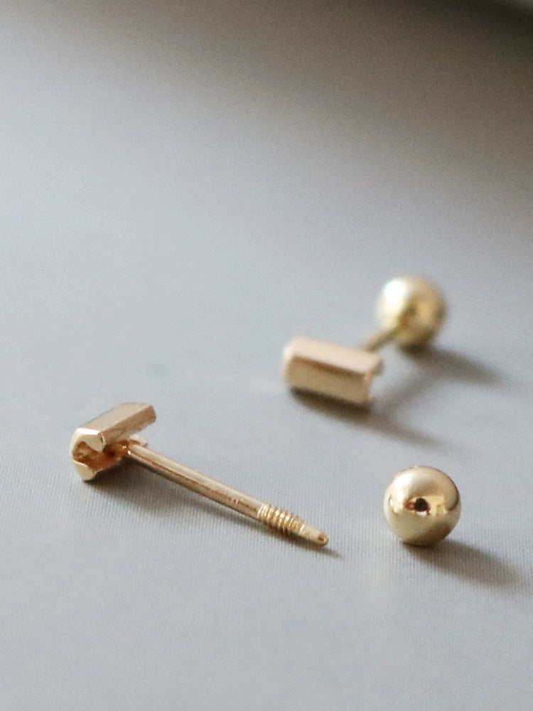 Open Hex Bar Stud Earrings