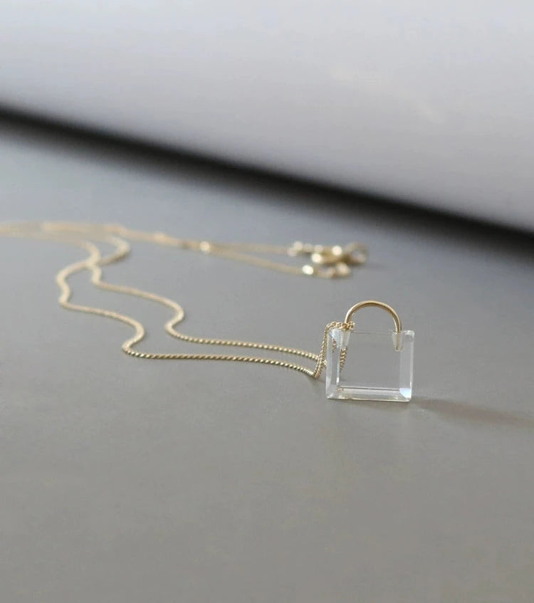 Clear Briefcase Handbag Necklace