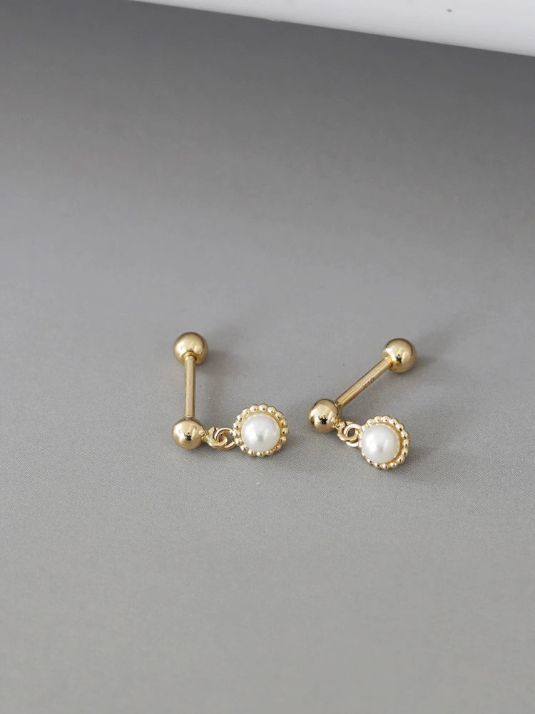 Beaded Pearl Sun Stud Earrings