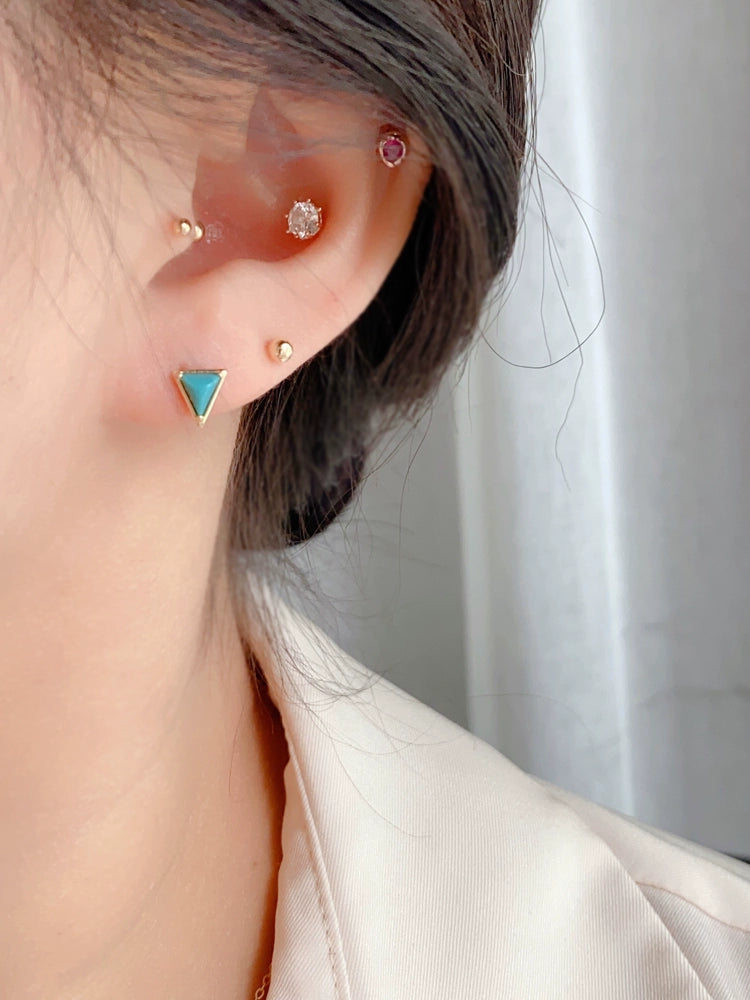 Triangle Turquoise Stone Stud Earrings