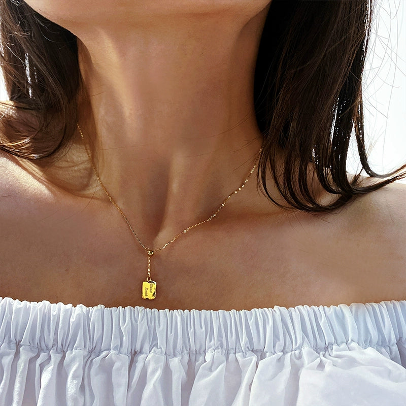 'Good Luck' Tag Lariat Necklace