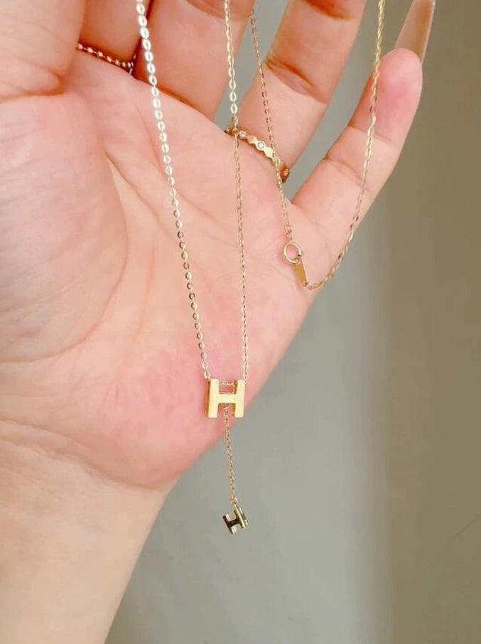 Bold H Chain Drop Necklace