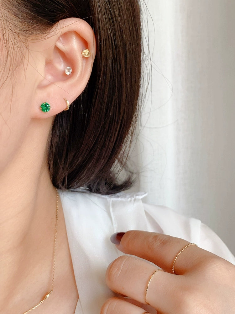 Four Claw Green Gem Stud Earrings