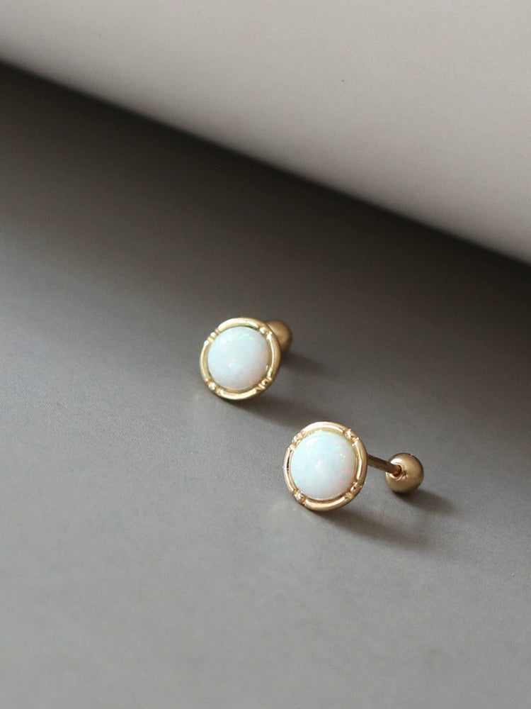 Opal Stone Wheel Stud Earrings