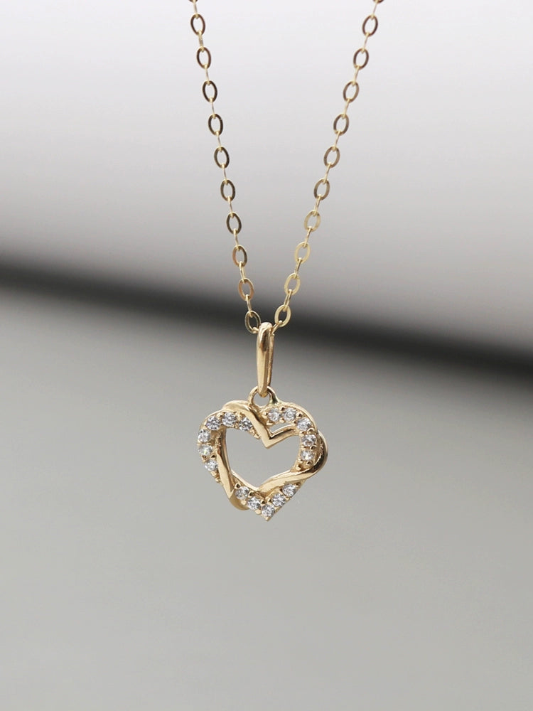 Double Intertwined Heart Charm Necklace