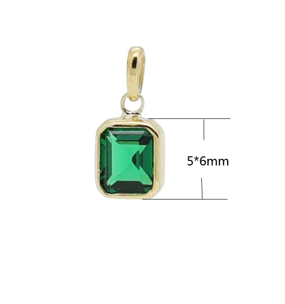 Green Moissanite Tab Charm Pendant