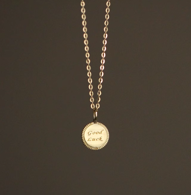 'Good Luck' Engraved Charm Pendant