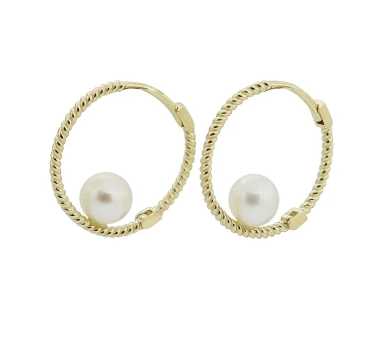 Pearl Twist Huggie Hoops