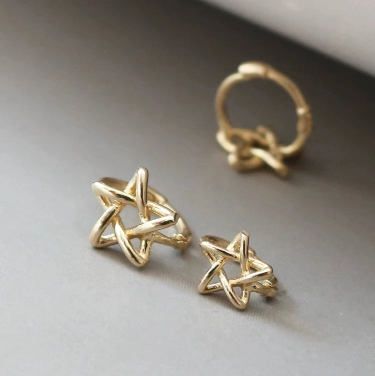 Origami Star Huggie Hoops