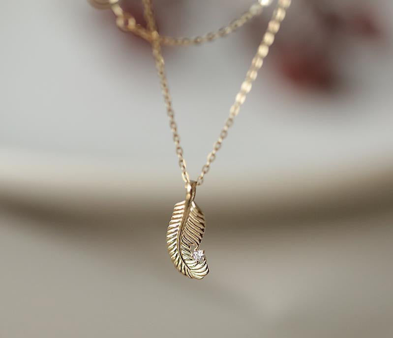 Fern Feather Charm Necklace