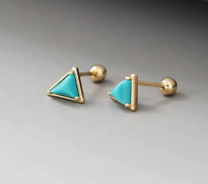 Triangle Turquoise Stone Stud Earrings