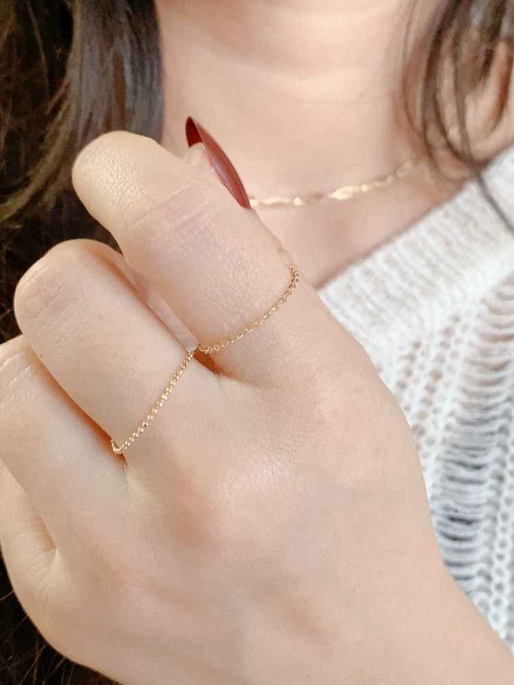 Adjustable Drop Heart Chain Stackable Ring