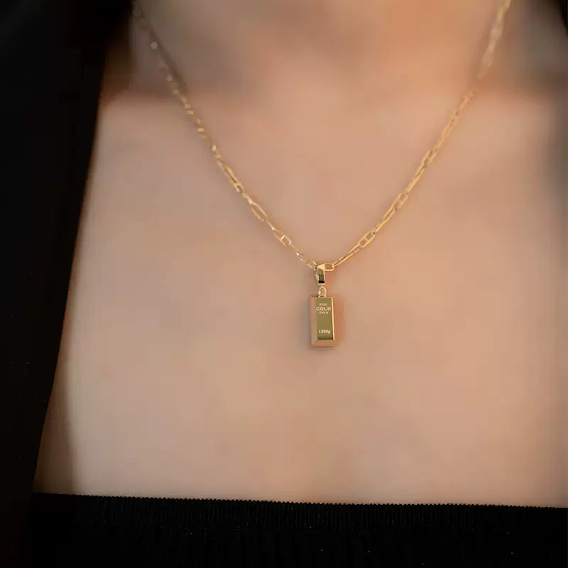 Detachable Thick Bail Gold Bar Charm Pendant