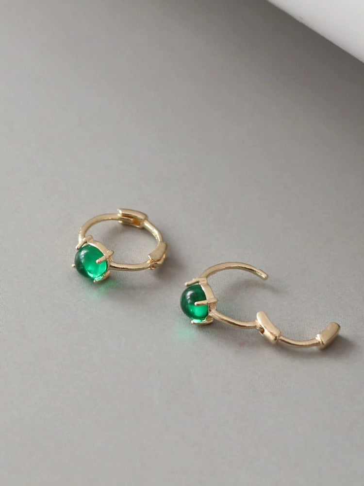 Jade Green Pea Huggie Hoops