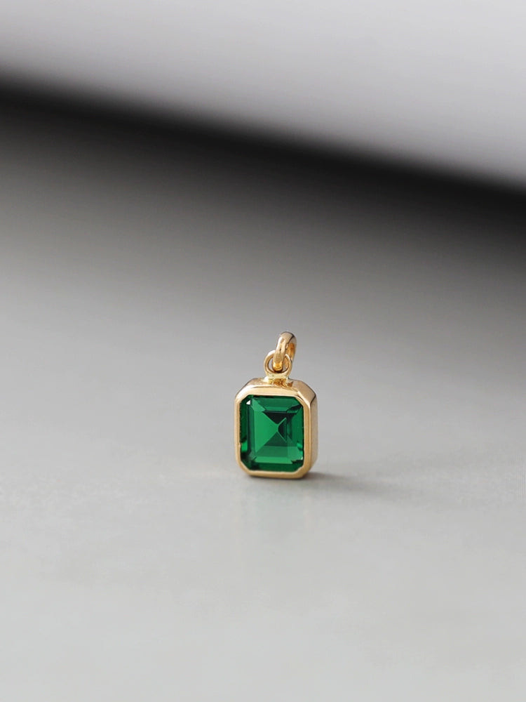 Green Moissanite Tab Charm Pendant