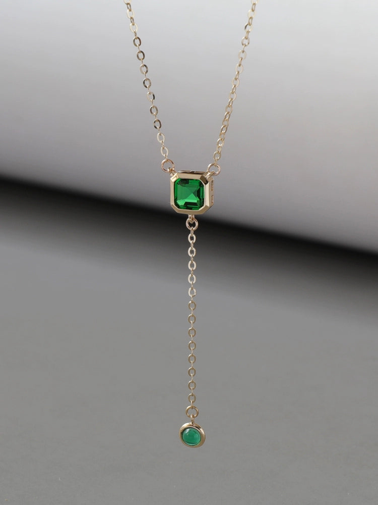 Green Moissanite Lariat Necklace