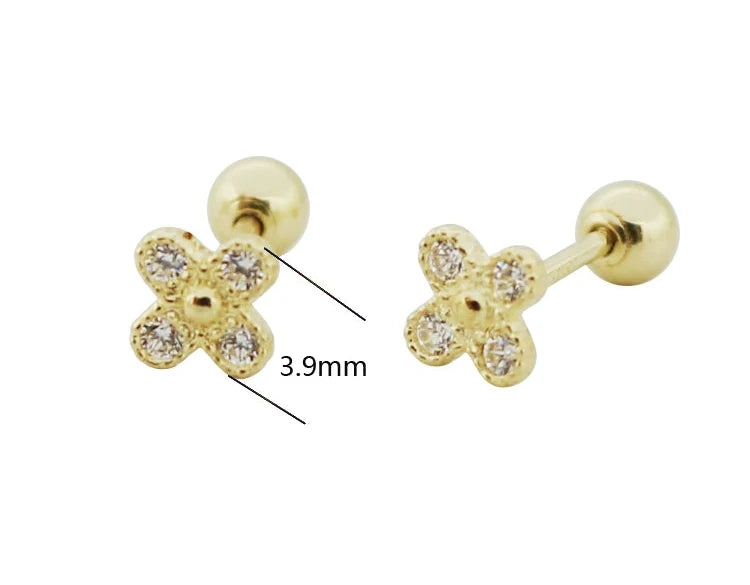 Beaded Button Cross Flower Stud Earrings