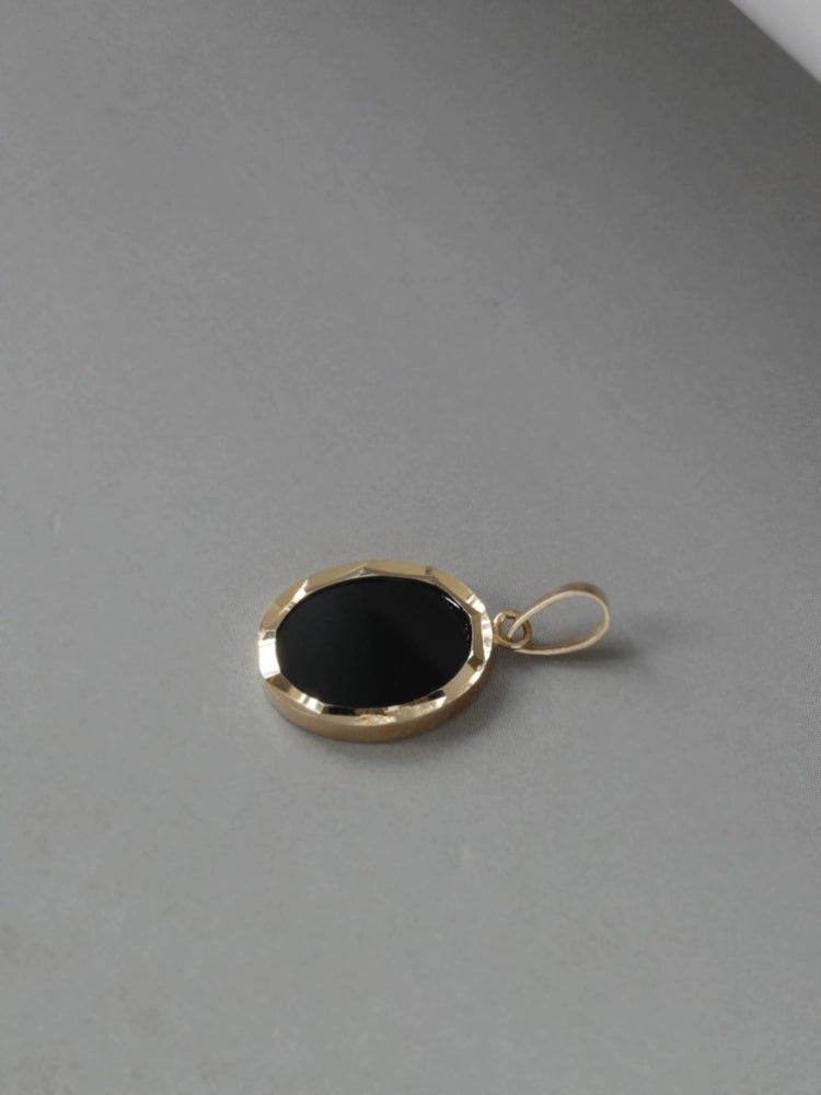 Black Oval Charm Pendant