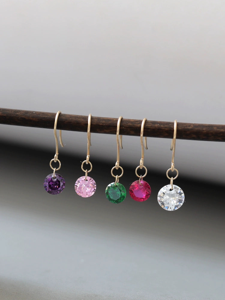 Round Gem Ear Hook Earrings