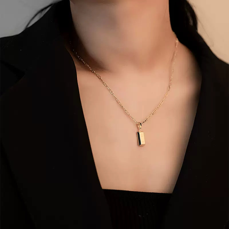 Detachable Thick Bail Gold Bar Charm Pendant