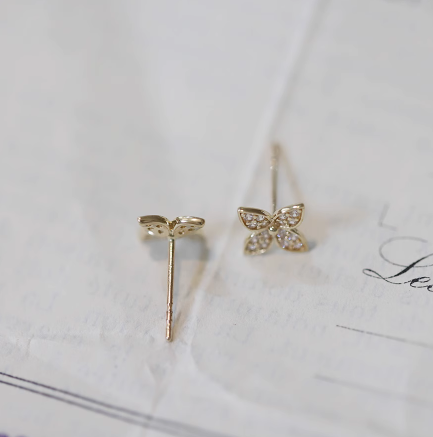 Crystal Flower Stud Earrings