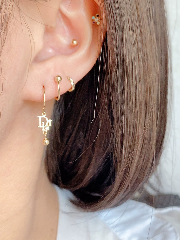 Spiral Drop Logo Stud Earrings