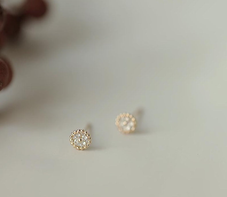 Beaded Rose Stud Earrings