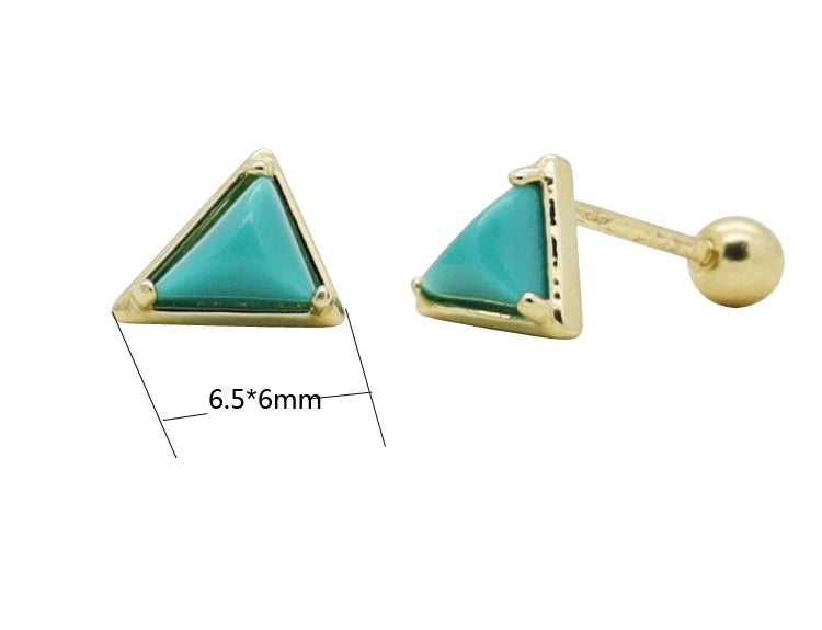 Triangle Turquoise Stone Stud Earrings