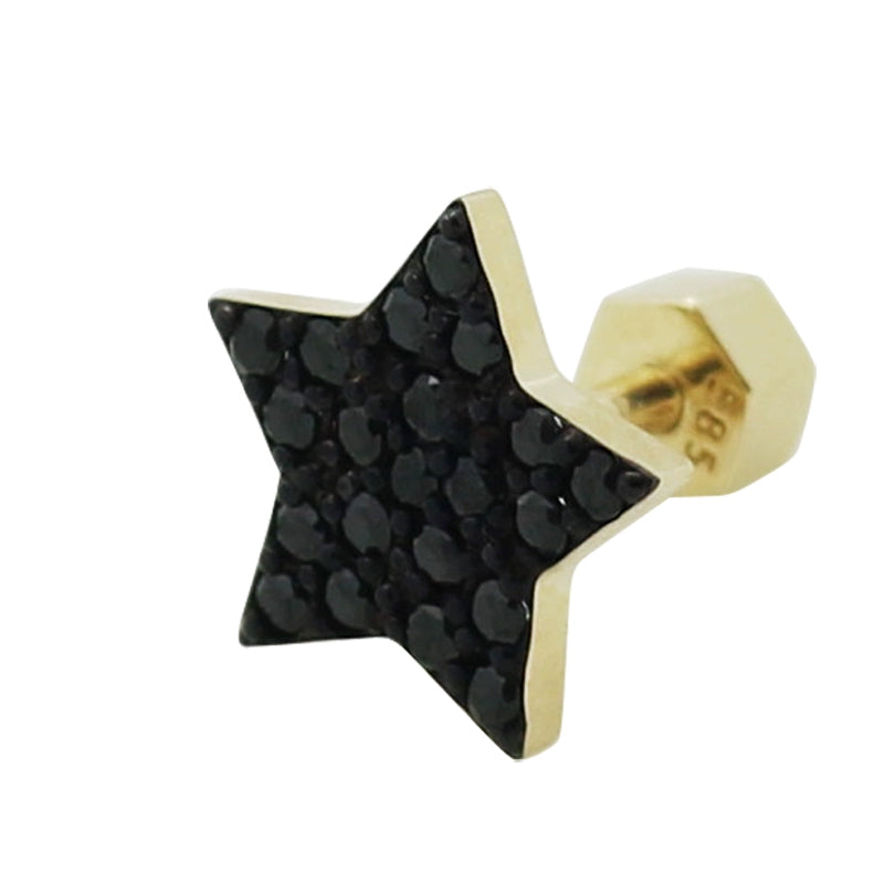 Night Black Diamond Star Earrings