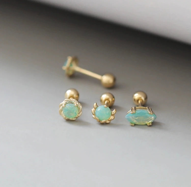 Trio Mint Grecian Stud Earrings