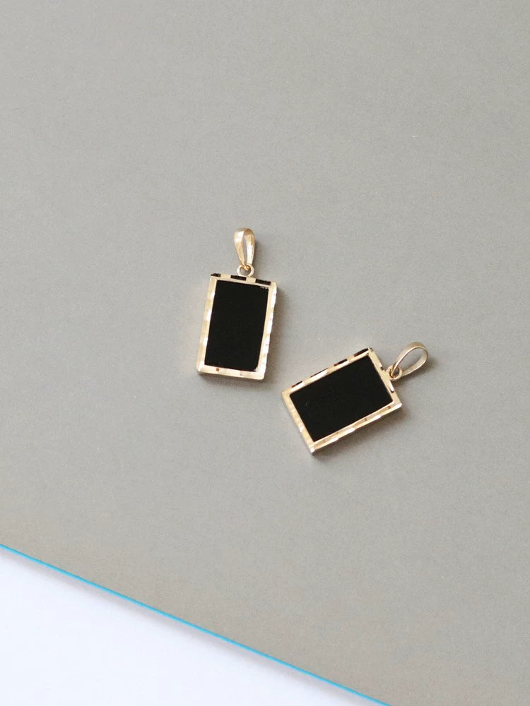 Black Rectangle Charm Pendant