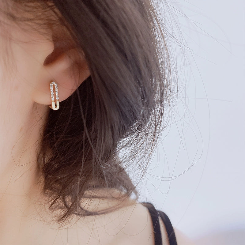 Paved Paperclip Hoop Earrings