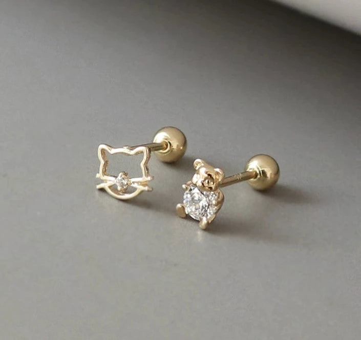 Bear & Cat Stud Earrings