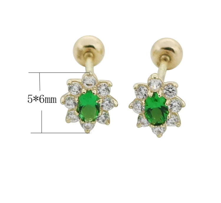 Green Cluster Stud Earrings